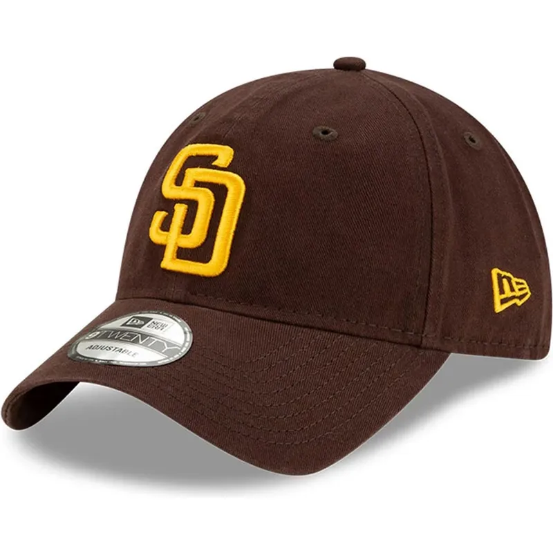 brun-justerbar-9twenty-core-classic-kasket-med-buet-skygge-fra-san-diego-padres-mlb-fra-new-era