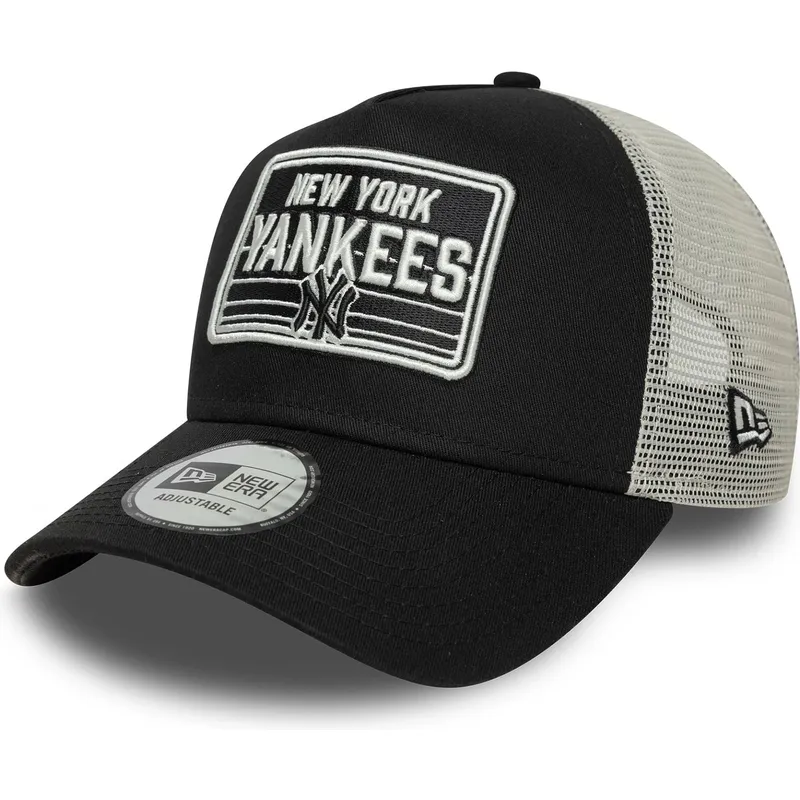 schwarze-und-weisse-trucker-kappe-a-frame-patch-von-new-york-yankees-mlb-von-new-era