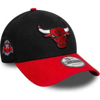 New Era Curved Brim 9FORTY Side Patch Chicago Bulls NBA Black and Red Adjustable Cap