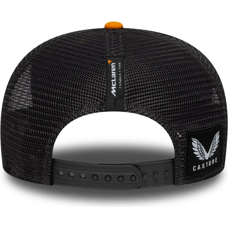 shapka-izvita-traker-oranzhev-snapbek-9seventy-stretch-snap-na-mclaren-racing-formula-1-ot-new-era
