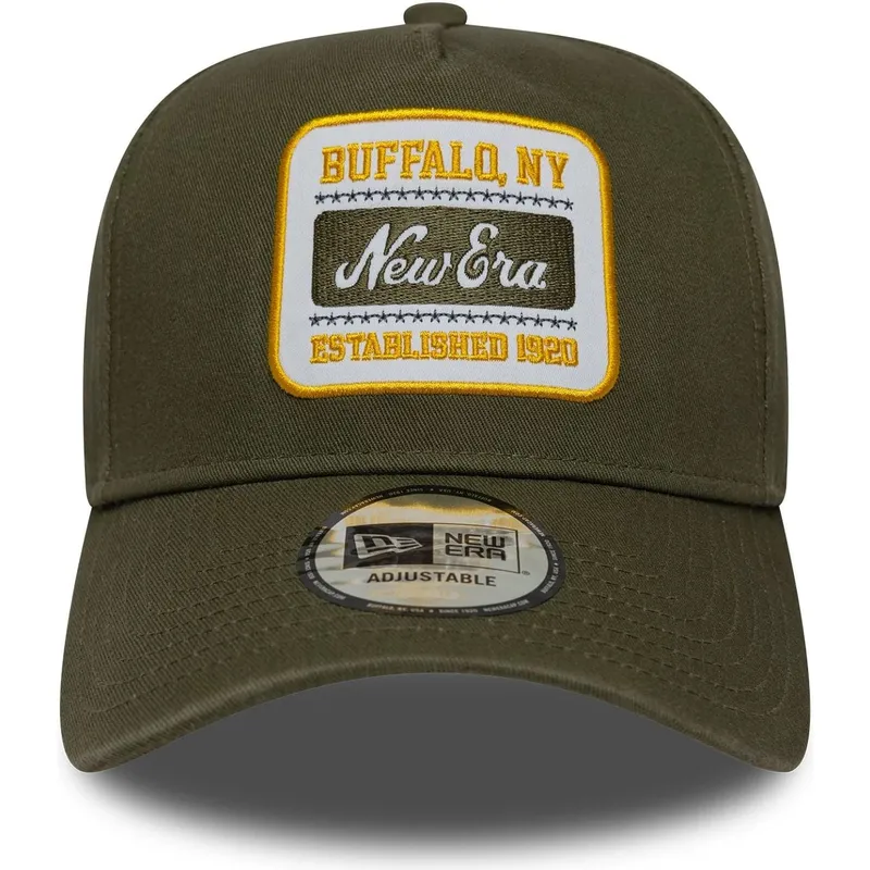 grune-gebogene-snapback-kappe-e-frame-washed-patch-von-new-era