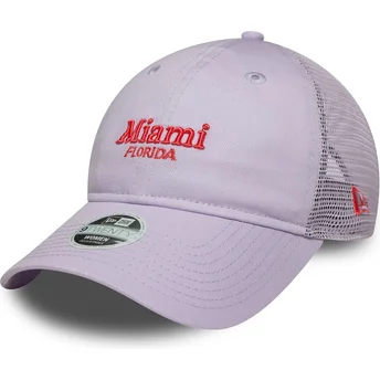 Violette verstellbare Damen-Trucker-Kappe 9TWENTY City von Miami Städte und Strände von New Era