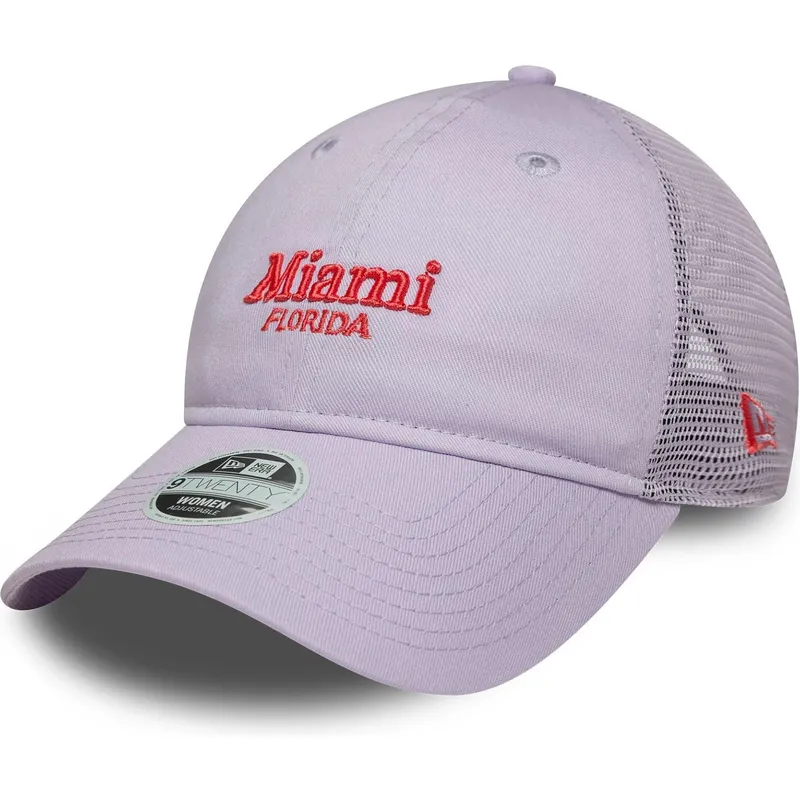 justerbar-lilla-trucker-kasket-til-kvinder-9twenty-city-of-miami-cities-and-beaches-fra-new-era