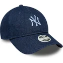 shapka-izvita-tmnosin-reguliruema-lenta-para-mujer-9twenty-denim-na-new-york-yankees-mlb-ot-new-era