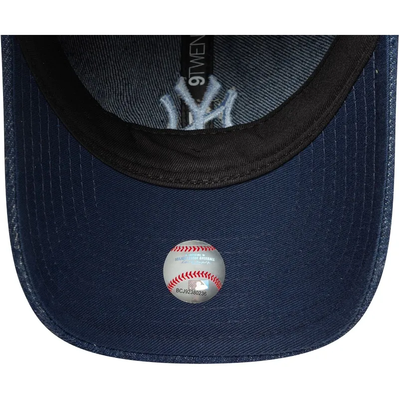 shapka-izvita-tmnosin-reguliruema-lenta-para-mujer-9twenty-denim-na-new-york-yankees-mlb-ot-new-era