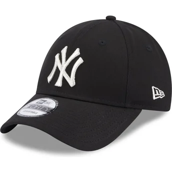 New Era Извита Периферия Дамска 9FORTY Металик Лого New York Yankees MLB Черна Регулируема Шапка