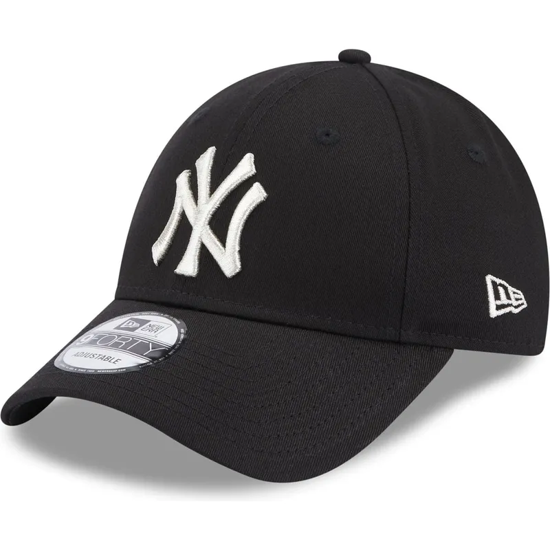 shapka-izvita-cherna-reguliruem-9forty-metallic-na-new-york-yankees-mlb-ot-new-era