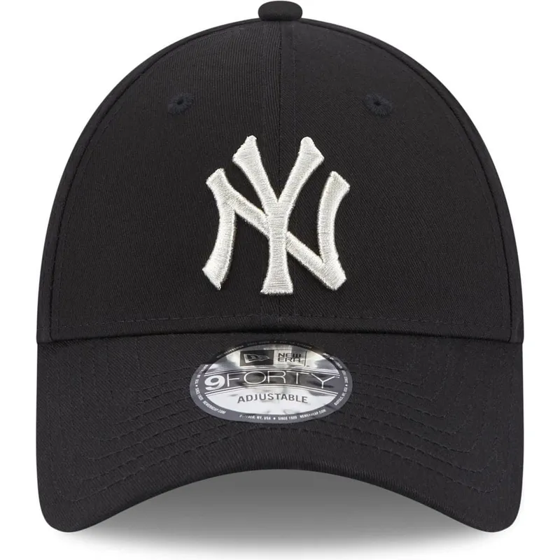 new-era-new-york-yankees-mlb-9forty-metallic-logo-sort-justerbar-kvindekasket-med-buet-skygge