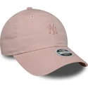 casquette-courbee-rose-ajustable-pour-femme-avec-logo-rose-9twenty-mini-washed-new-york-yankees-mlb-new-era