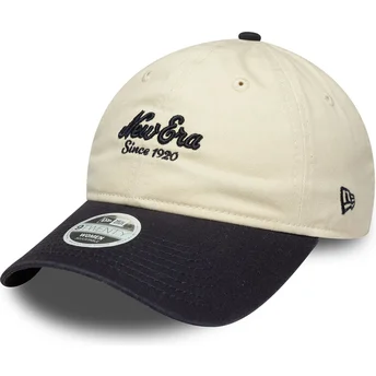 Verstellbare beige und marineblaue 9TWENTY Damenkappe mit gebogenem Schirm von New Era