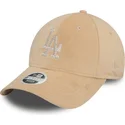 beige-verstellbare-damenkappe-9forty-velour-diamante-los-angeles-dodgers-mlb-von-new-era