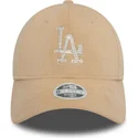 beige-verstellbare-damenkappe-9forty-velour-diamante-los-angeles-dodgers-mlb-von-new-era