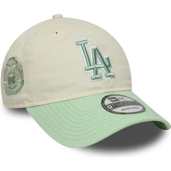 Verstellbare beige-grüne Damenkappe 9TWENTY World Series Cooperstown Los Angeles Dodgers MLB von New Era