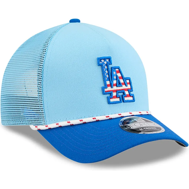 trucker-cap-blau-9forty-m-crown-a-frame-4th-july-los-angeles-dodgers-mlb-von-new-era