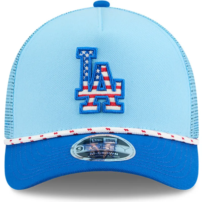 shapka-izvita-traker-sinya-snapbek-9forty-m-crown-a-frame-4th-july-na-los-angeles-dodgers-mlb-ot-new-era