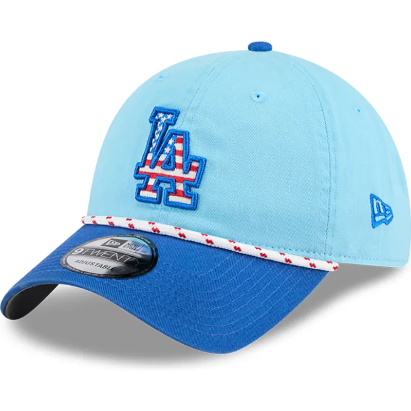blaue-verstellbare-curved-cap-9twenty-4th-july-der-los-angeles-dodgers-mlb-von-new-era