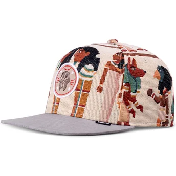 Beige und graue flache Snapback-Kappe Tutanch Linen von Djinns