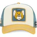 capslab-looney-tunes-jerry-taj6-jer-beige-und-blaue-trucker-kappe