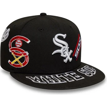 Gorra plana negra ajustada 59FIFTY All Over de Chicago White Sox MLB de New Era