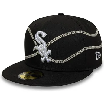 Μαύρο επίπεδο καπέλο 59FIFTY Chain Wrap των Chicago White Sox MLB της New Era