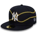 flad-marinebla-tilpasset-59fifty-chain-wrap-kasket-fra-new-york-yankees-mlb-fra-new-era