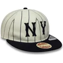 beige-und-marineblaue-verstellbare-flache-kappe-9fifty-retro-crown-heritage-der-new-york-yankees-mlb-von-new-era