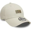 new-era-curved-brim-9forty-badge-beige-adjustable-cap