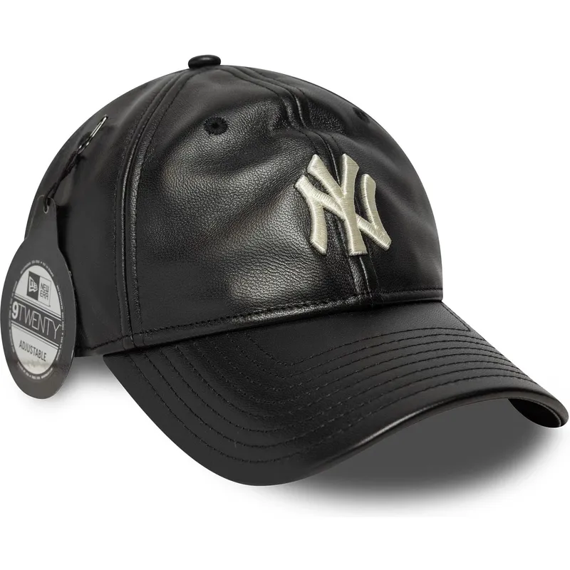 new-york-yankees-mlb-new-era-9twenty-justerbar-sort-laeder-cap-med-buet-skygge