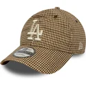 verstellbare-braune-9twenty-houndstooth-kappe-der-los-angeles-dodgers-mlb-von-new-era