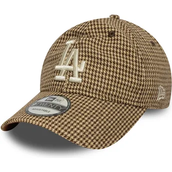 Καφέ καμπυλωτό ρυθμιζόμενο καπέλο 9TWENTY Houndstooth των Los Angeles Dodgers MLB της New Era