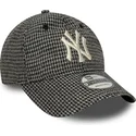 shapka-izvita-cherna-reguliruem-9twenty-houndstooth-na-new-york-yankees-mlb-ot-new-era