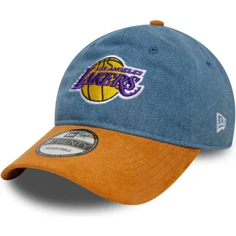 Verstellbare blaue und braune 9TWENTY Denim Midi Kappe der Los Angeles Lakers NBA von New Era