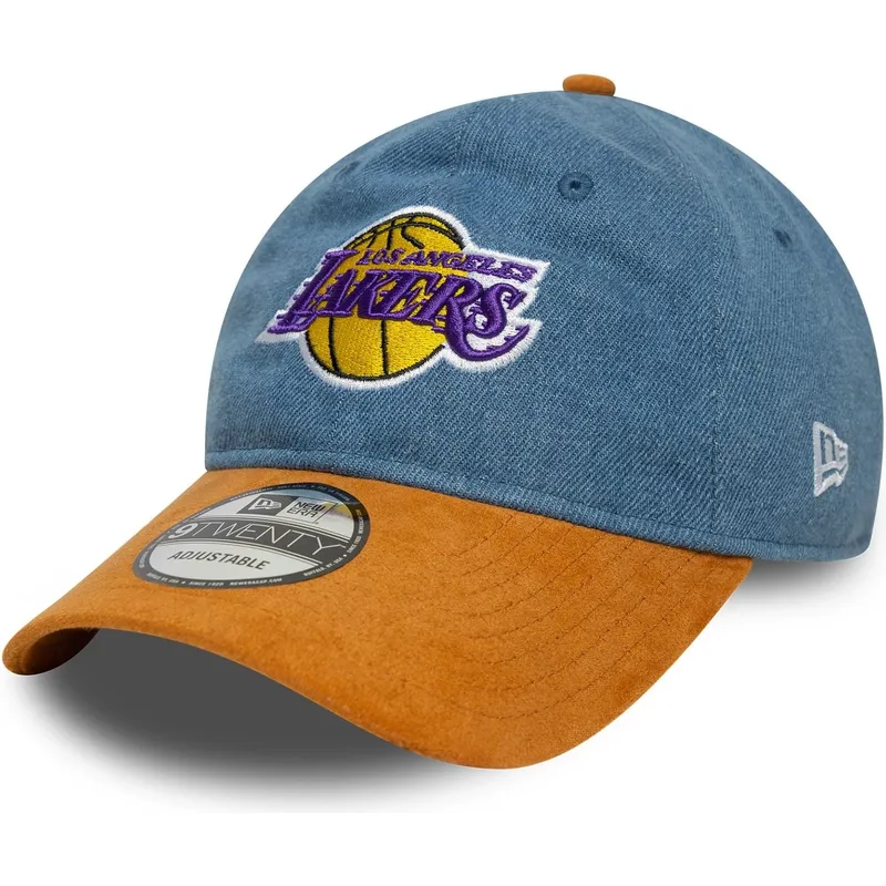 los-angeles-lakers-nba-new-era-9twenty-denim-midi-justerbar-bla-og-brun-buet-kasket