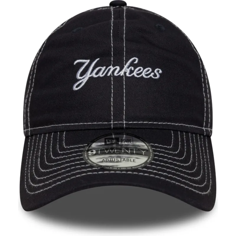 shapka-izvita-tmnosin-reguliruema-9twenty-contrast-stitch-na-new-york-yankees-mlb-ot-new-era