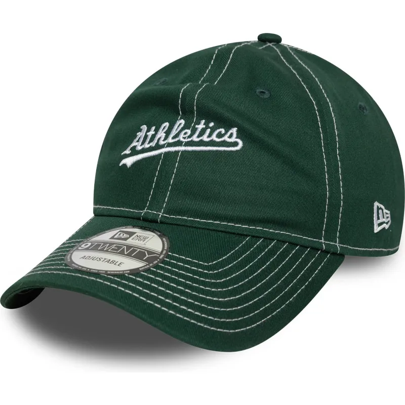 new-era-izvita-kozirka-9twenty-contrast-stitch-oakland-athletics-mlb-zelena-reguliruema-shapka