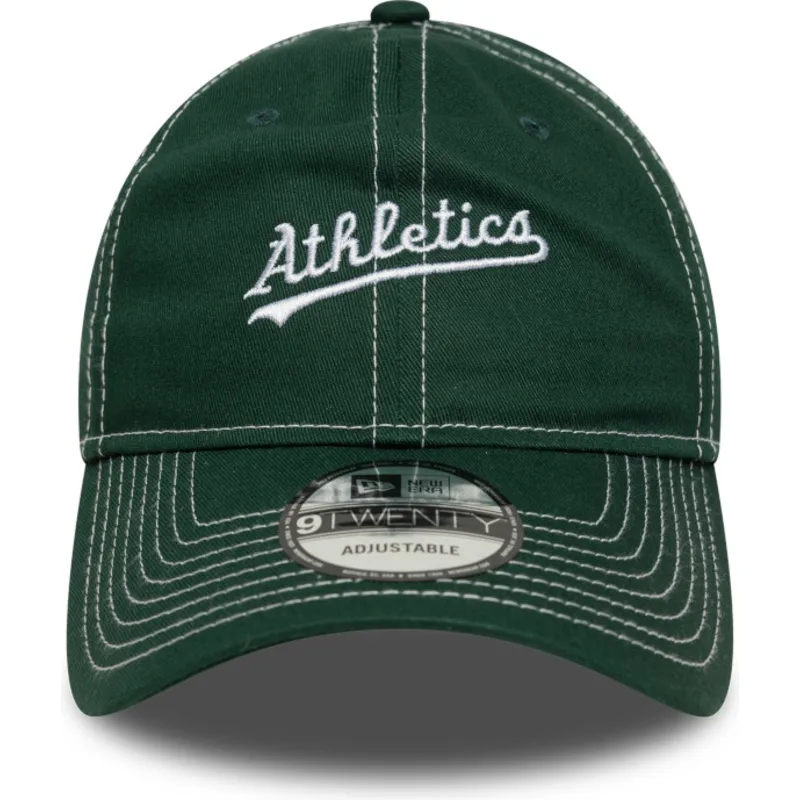 gron-justerbar-kurvet-kasket-9twenty-contrast-stitch-fra-oakland-athletics-mlb-fra-new-era