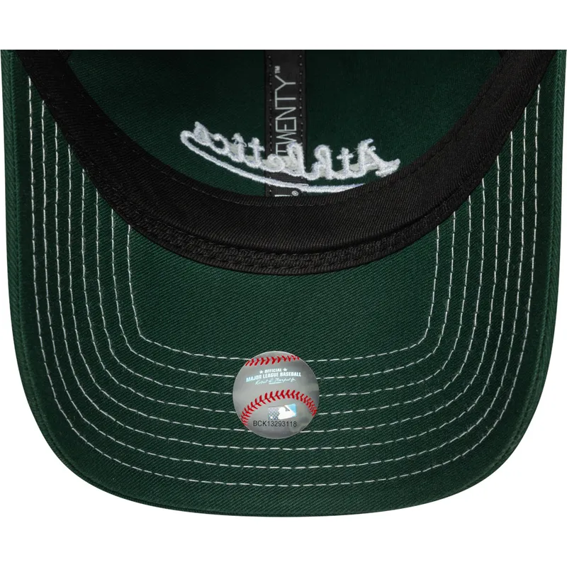 shapka-izvita-zelena-reguliruem-9twenty-contrast-stitch-na-oakland-athletics-mlb-ot-new-era