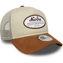 braune-trucker-kappe-a-frame-suede-oval-patch-von-new-era
