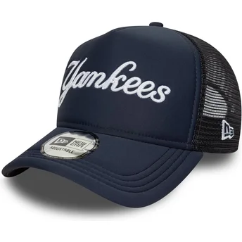 Gorra trucker azul marino A Frame Script de New York Yankees MLB de New Era