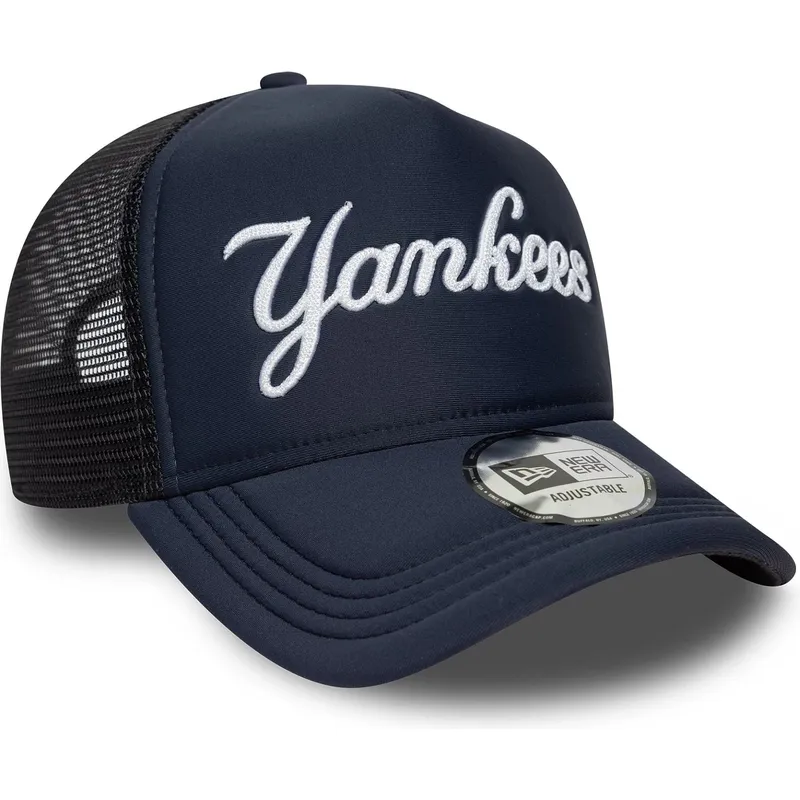 trucker-cap-marineblau-a-frame-script-von-new-york-yankees-mlb-von-new-era