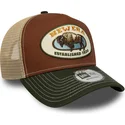 casquette-trucker-marron-et-verte-a-frame-animal-patch-buffle-new-era