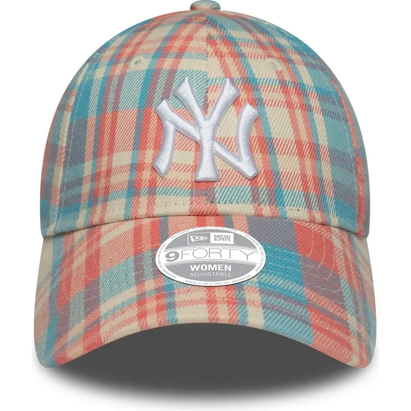 shapka-izvita-roza-reguliruem-9forty-check-na-new-york-yankees-mlb-ot-new-era
