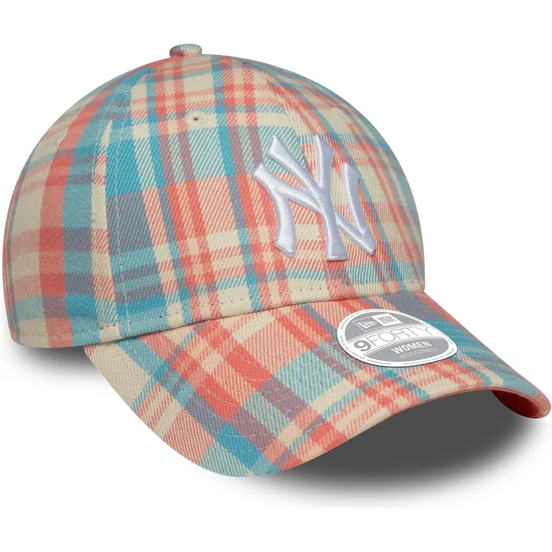 shapka-izvita-roza-reguliruem-9forty-check-na-new-york-yankees-mlb-ot-new-era