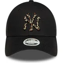 shapka-izvita-cherna-reguliruem-9forty-leopard-infill-na-new-york-yankees-mlb-ot-new-era