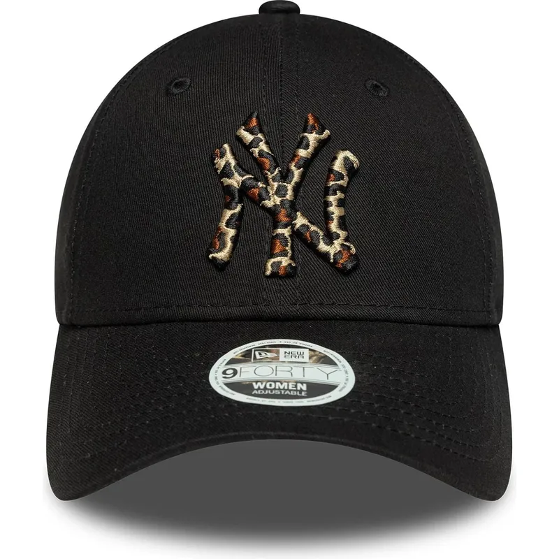 shapka-izvita-cherna-reguliruem-9forty-leopard-infill-na-new-york-yankees-mlb-ot-new-era