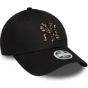 shapka-izvita-cherna-reguliruem-9forty-leopard-infill-na-new-york-yankees-mlb-ot-new-era