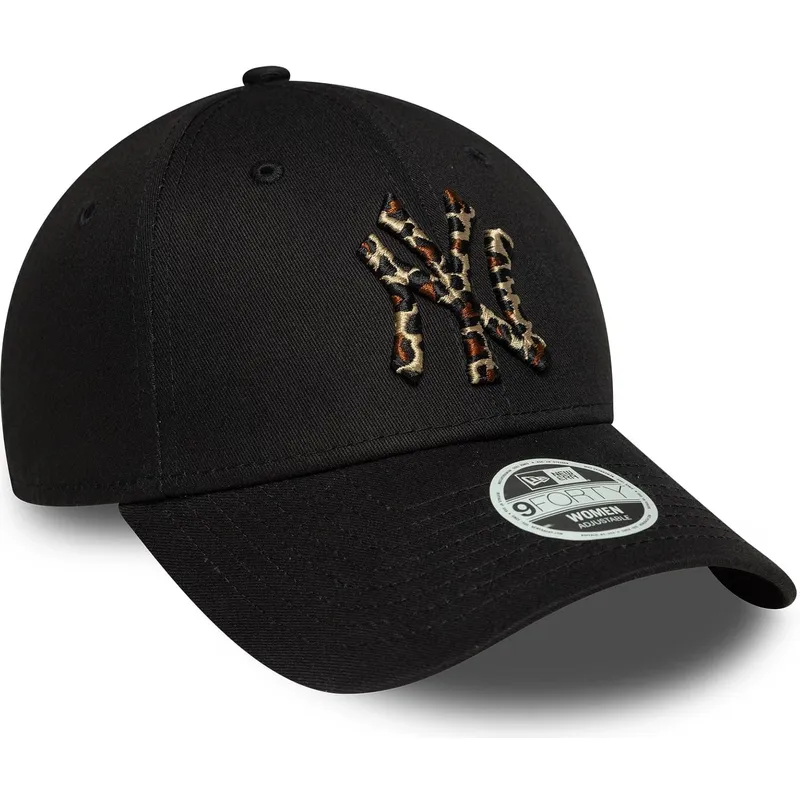 shapka-izvita-cherna-reguliruem-9forty-leopard-infill-na-new-york-yankees-mlb-ot-new-era