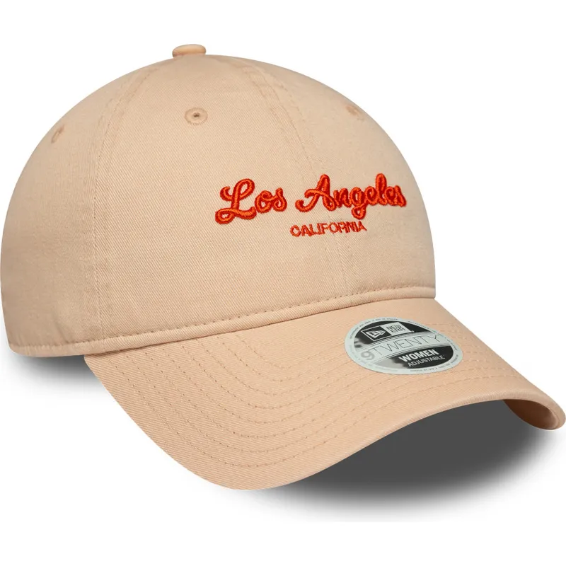 new-era-los-angeles-city-9twenty-justerbar-lyserod-kvindekasket-med-buet-skygge