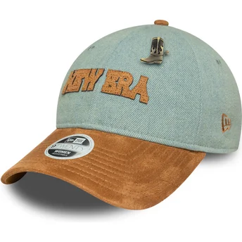 Gorra curva azul y marrón ajustable para mujer 9TWENTY Western Pin de New Era