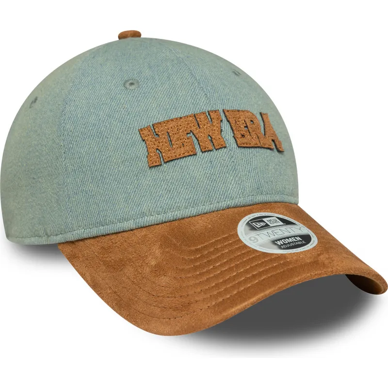 justerbar-bla-og-brun-buet-kasket-til-kvinder-9twenty-western-pin-fra-new-era